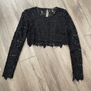 Forever 21 Long Sleeved Lace Crop Top